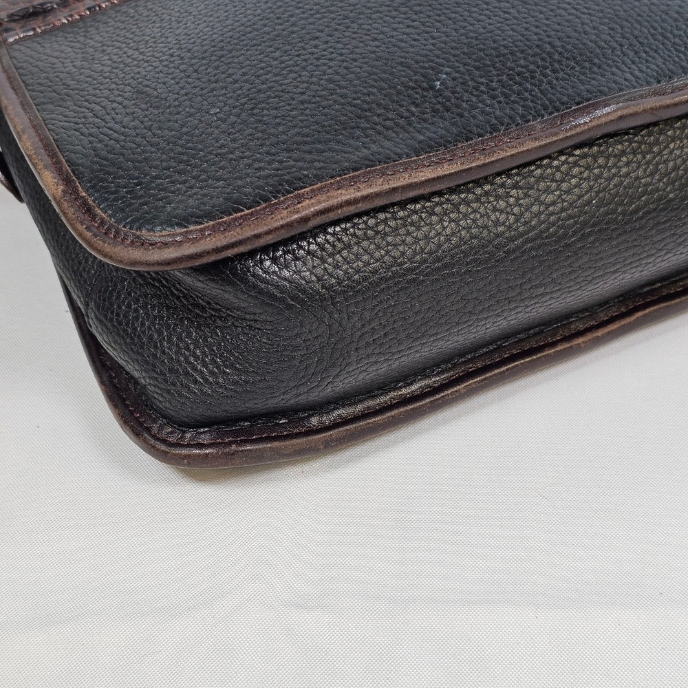 Vintage Brighton Black Embossed Leather Shoulder Bag Croc Accent BowSilver Heart - Picture 7 of 10